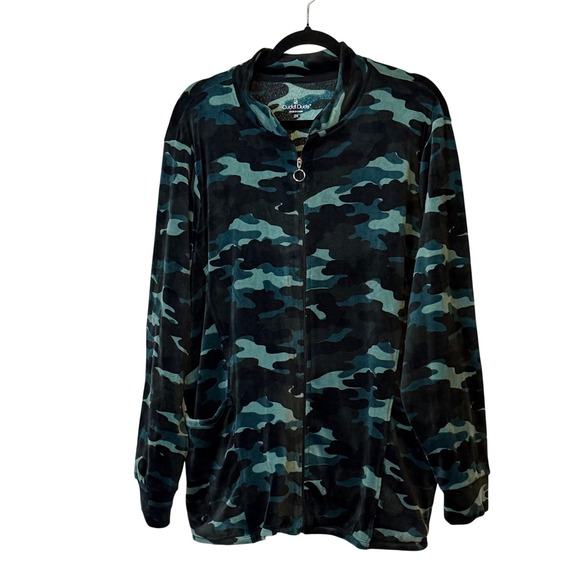 Cuddl Duds Camouflage Velour Loungewear Set: Jacket/Pants Plus Size Casual Comfy - Picture 1 of 14